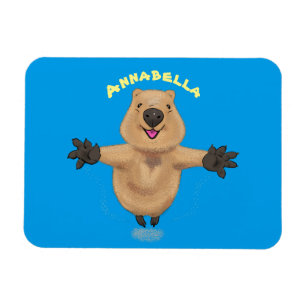 Imán Diseño de personalizados de quokka saltando feliz