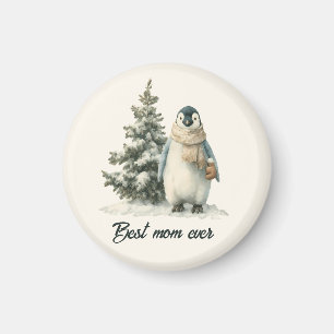 Imán Diseño de pingüino de invierno “Mejor Mamá del Mun