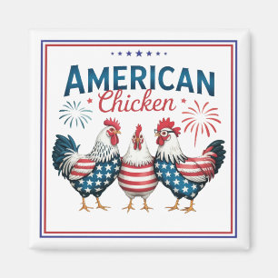 Imán Diseño de pollo americano patriótico del 4 de juli