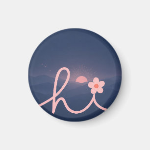 Imán Diseño de puesta de sol de "hola" Montaña de guión
