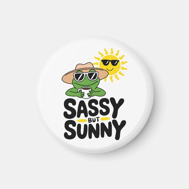 Imán Diseño de rana fresca pero soleada - Verano divert (Frente)