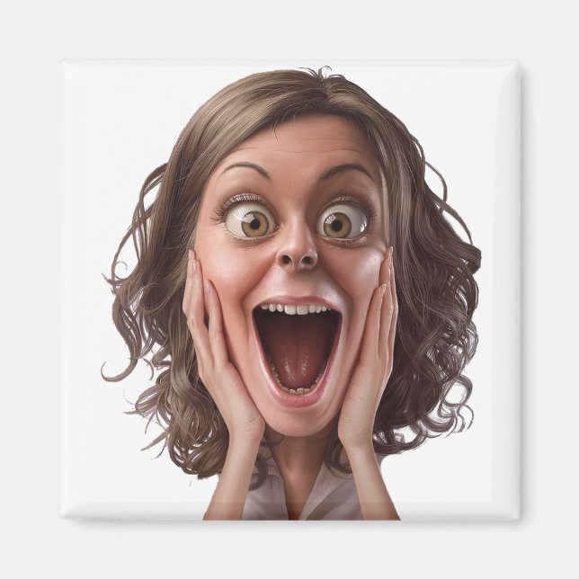 Imán Diseño de reacción de cara sorprendida (Frente)