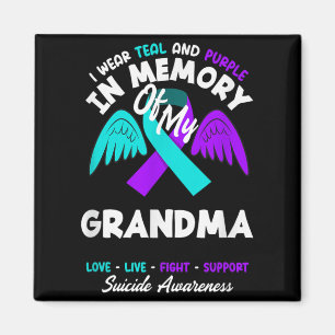 Imán Diseño de recuerdo de la abuela con teal y púrpura