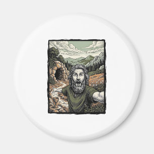 Imán Diseño de retrato barbudo sorprendido grabado vint