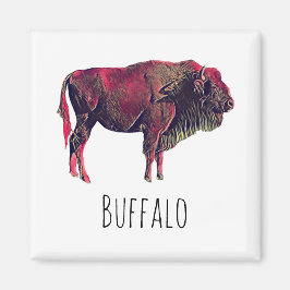 Imán Diseño de Retrato de Búfalo para Animales de Bison