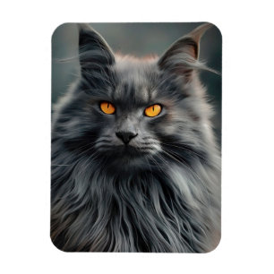 Imán Diseño de retrato de gato majestuoso de pelo largo
