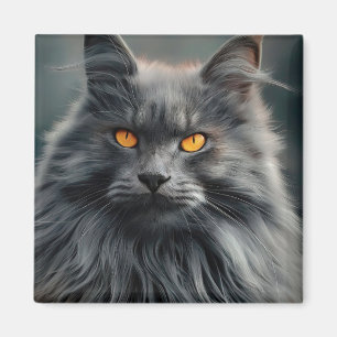 Imán Diseño de retrato de gato majestuoso de pelo largo