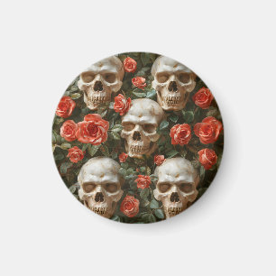 Imán Diseño de rosas y cráneos