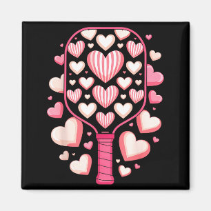 Imán Diseño de San Valentín de corazón de pickleball pa
