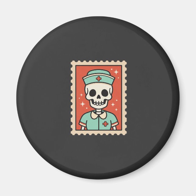 Imán Diseño de sello de enfermera esqueleto de Hallowee (Frente)