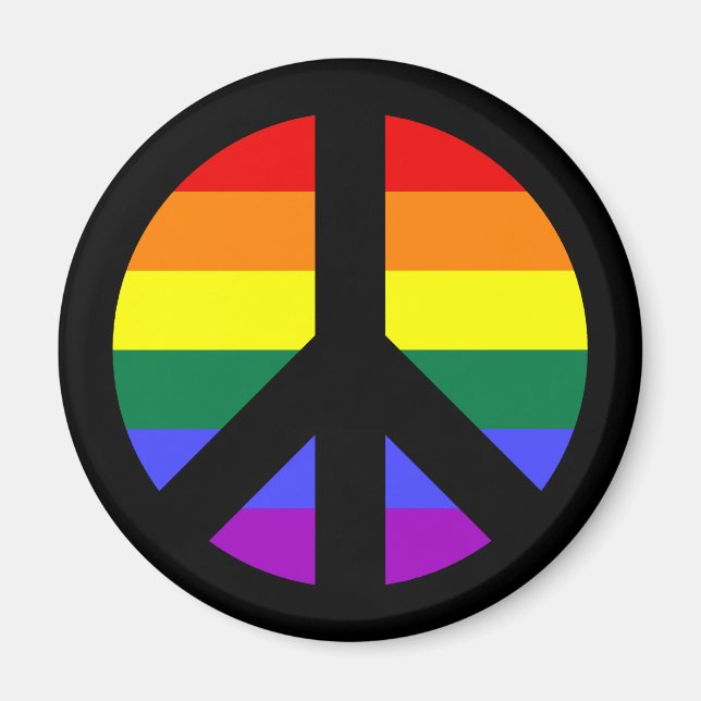 Imán Diseño de signo de paz arco iris (Frente)