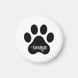 Imán Diseño de silueta de nombre de pata de perro