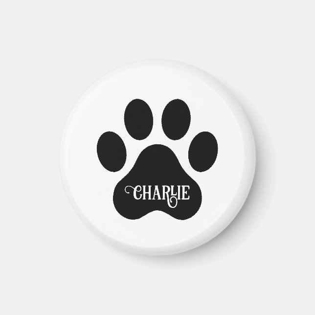 Imán Diseño de silueta de nombre de pata de perro (Frente)