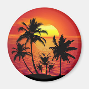 Imán Diseño de silueta de palmeras al atardecer-65143