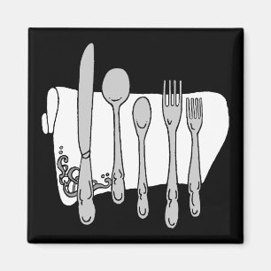 Imán Diseño de Siverware en blanco y negro