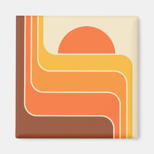 Imán Diseño de Sol Geométrico Retro