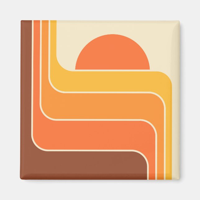 Imán Diseño de Sol Geométrico Retro (Frente)