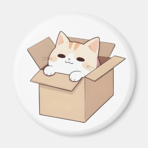 Imán Diseño de Sticker Kawaii de Gato Adorable en una C