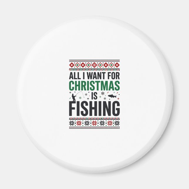 Imán Diseño de suéter feo de pesca de Navidad (Frente)