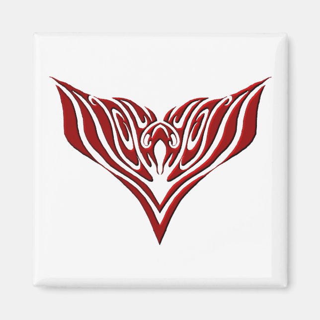 Imán Diseño de tatuaje tribal de aves de ala roja (Frente)