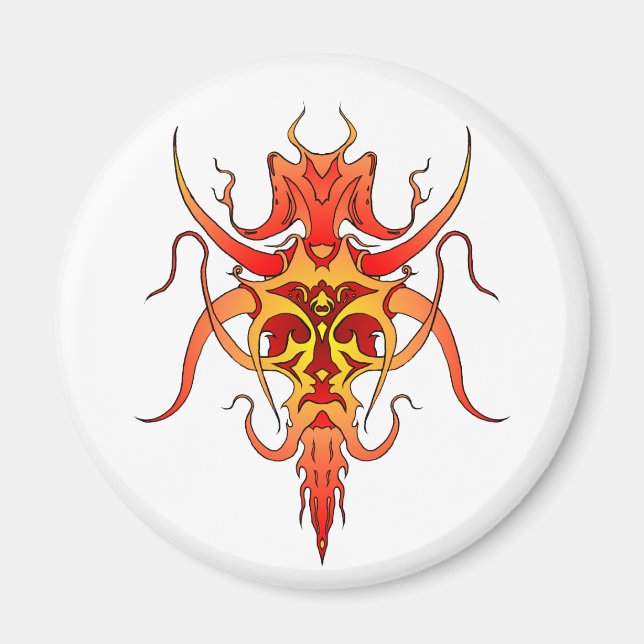 Imán Diseño de tatuaje tribal de demonio (Frente)