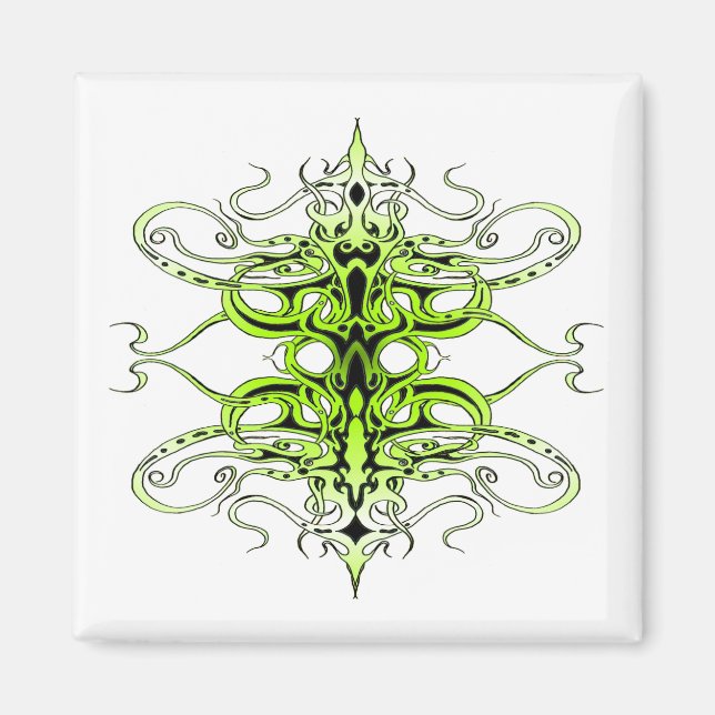 Imán Diseño de tatuaje tribal Personalizado verde (Frente)