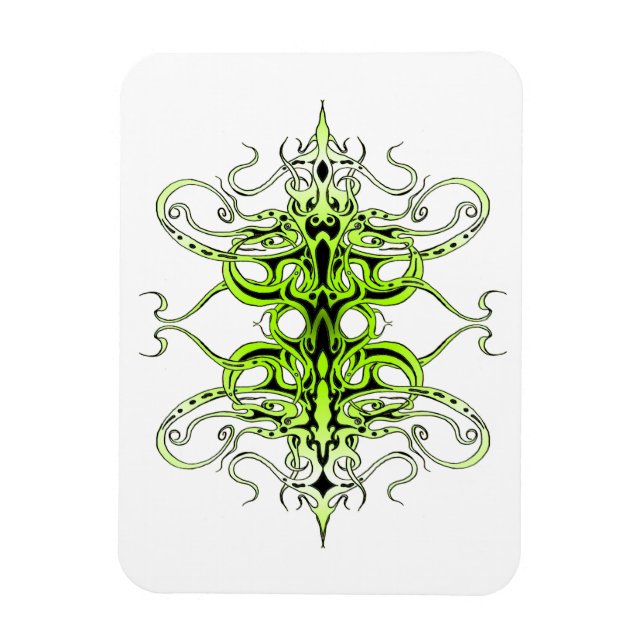 Imán Diseño de tatuaje tribal Personalizado verde (Vertical)