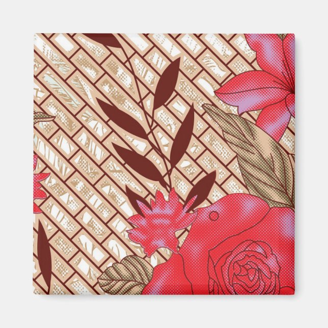 Imán Diseño de tejidos intrincados con motivos florales (Frente)