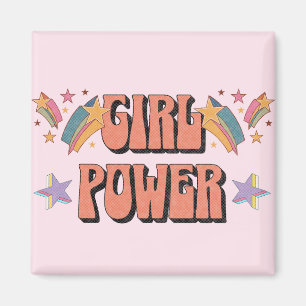 Imán Diseño de texto de chica Power con estrellas