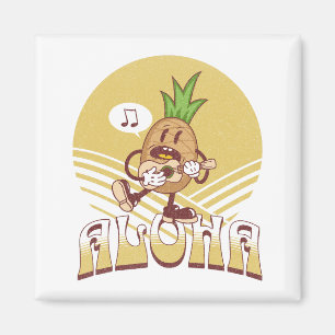 Imán Diseño de texto de estilo retro "Aloha"