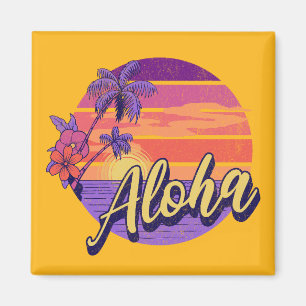 Imán Diseño de texto de estilo retro "Aloha"