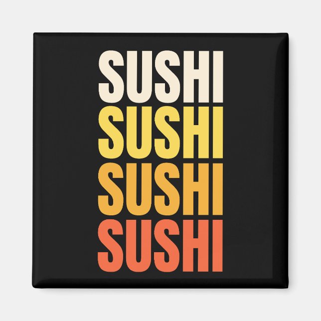 Imán Diseño de texto de sushi (Frente)