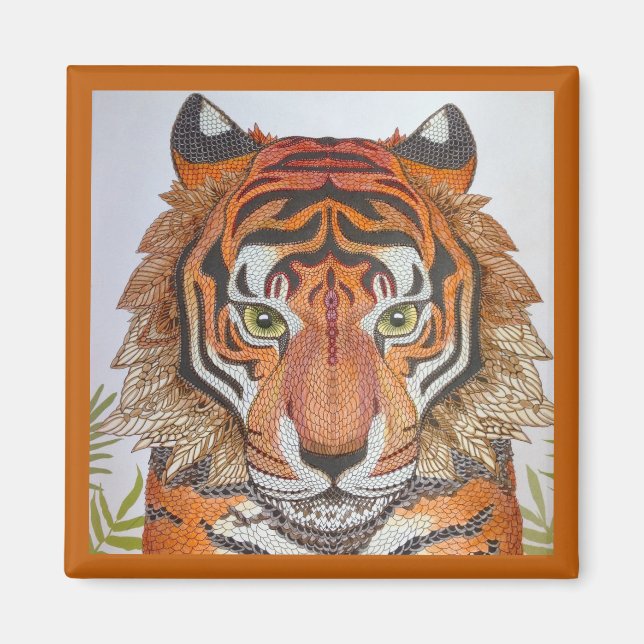 Imán Diseño de tigres de Mandala (Frente)