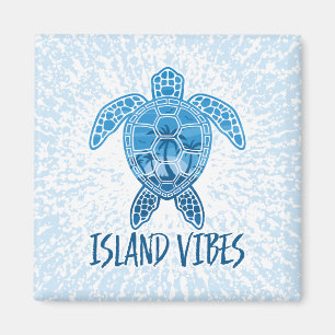 Imán Diseño de Tortuga Marina Atardecer Tropical Vibrac