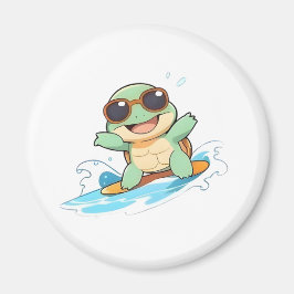 Imán Diseño de tortuga surfista Chibi linda para verano