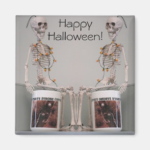 Imán Diseño de un fuerte café con esqueleto de Hallowee