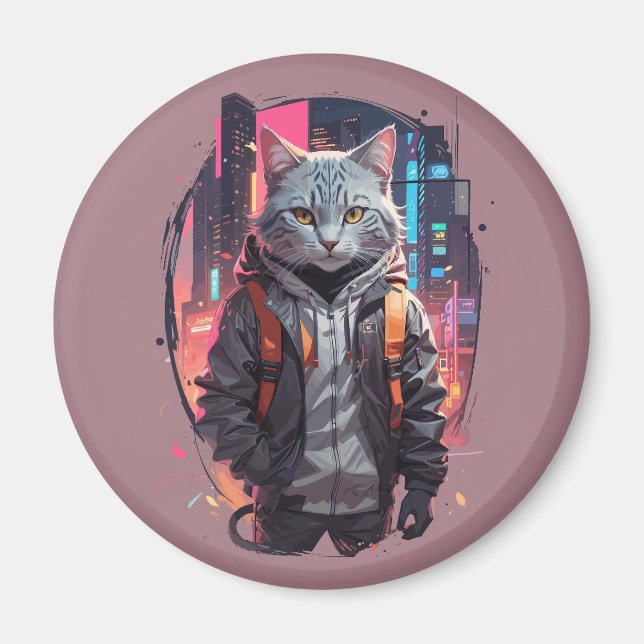 Imán Diseño de un gato urbano (Frente)
