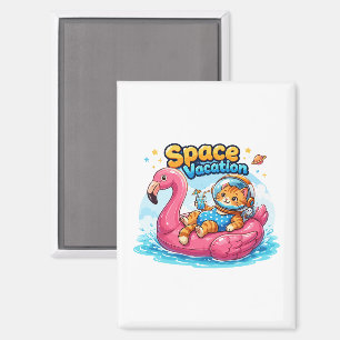 Imán Diseño de vacaciones de gato espacial Kawaii