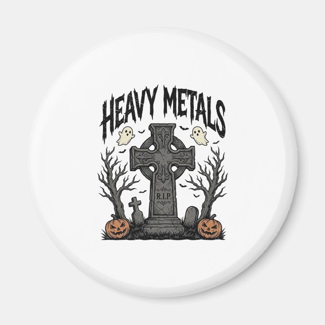 Imán Diseño de vector cementerio de Halloween de metale (Frente)