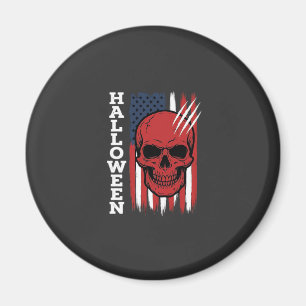 Imán Diseño de vector de bandera de cráneo de Halloween