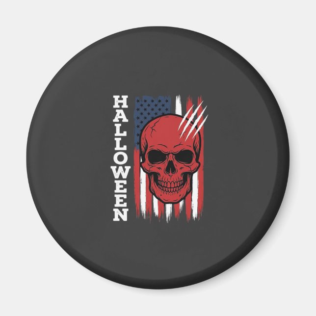 Imán Diseño de vector de bandera de cráneo de Halloween (Frente)