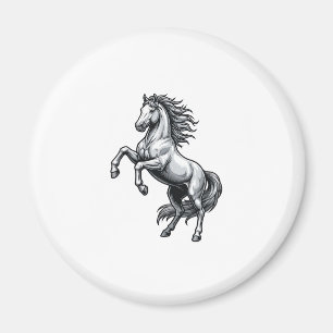Imán Diseño de vector de caballo encabritado de grabado