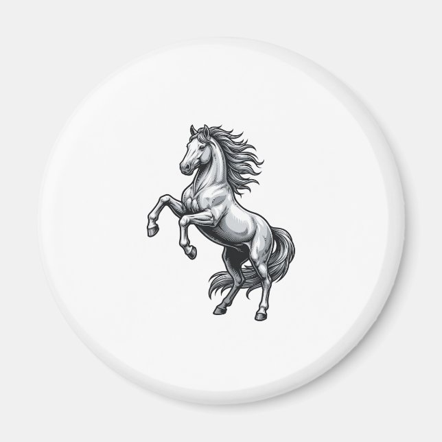 Imán Diseño de vector de caballo encabritado de grabado (Frente)