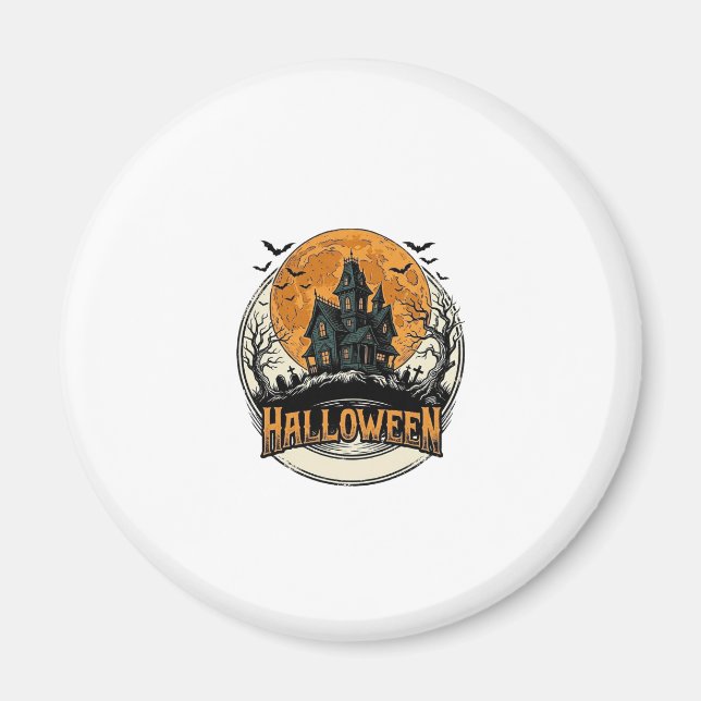 Imán Diseño de vector de casa embrujada de Halloween vi (Frente)