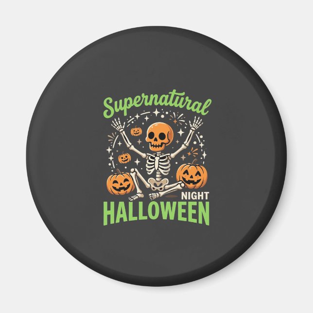 Imán Diseño de vector de Halloween de esqueleto sobrena (Frente)