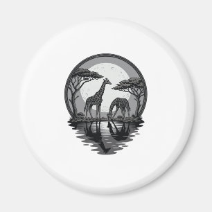 Imán Diseño de vector de silueta de jirafa luna safari 