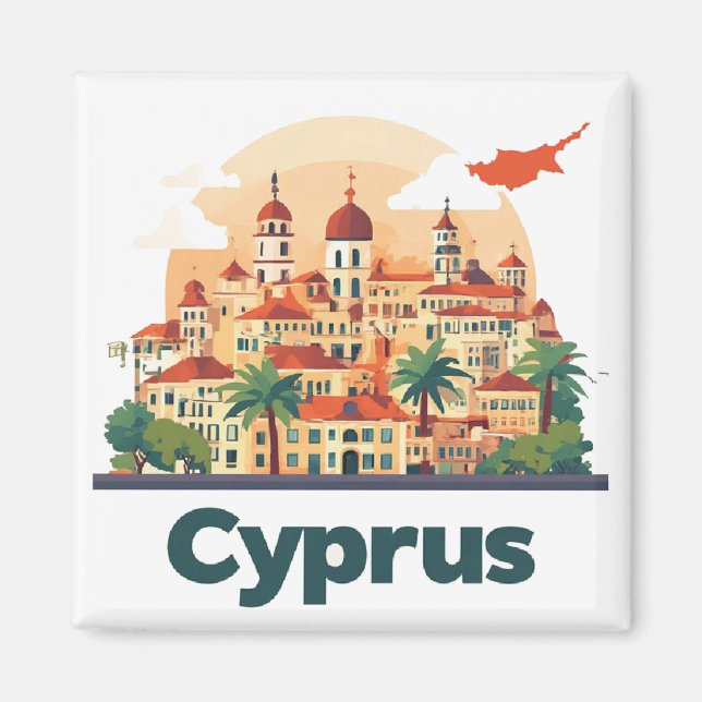 Imán Diseño de viaje a la isla de Chipre 🗺️ (Frente)