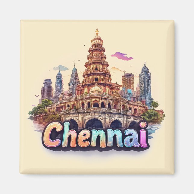 Imán Diseño de viaje Chennai India 🇮🇳 (Frente)