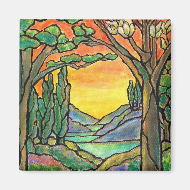 Imán Diseño de vidrio templado para paisaje de Tiffany! (Frente)