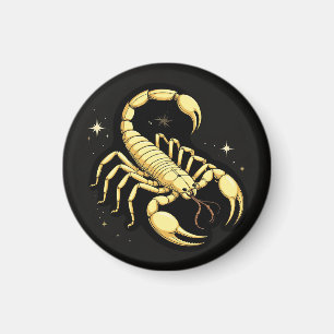Imán Diseño de Zodiaco Escorpión Dorado con Ornamentos